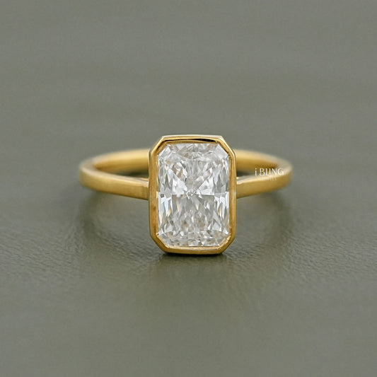 Radiant Cut Diamond Bezel Set Engagement Ring