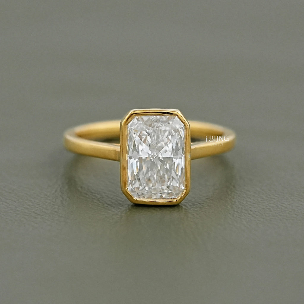 Radiant Cut Diamond Bezel Set Engagement Ring