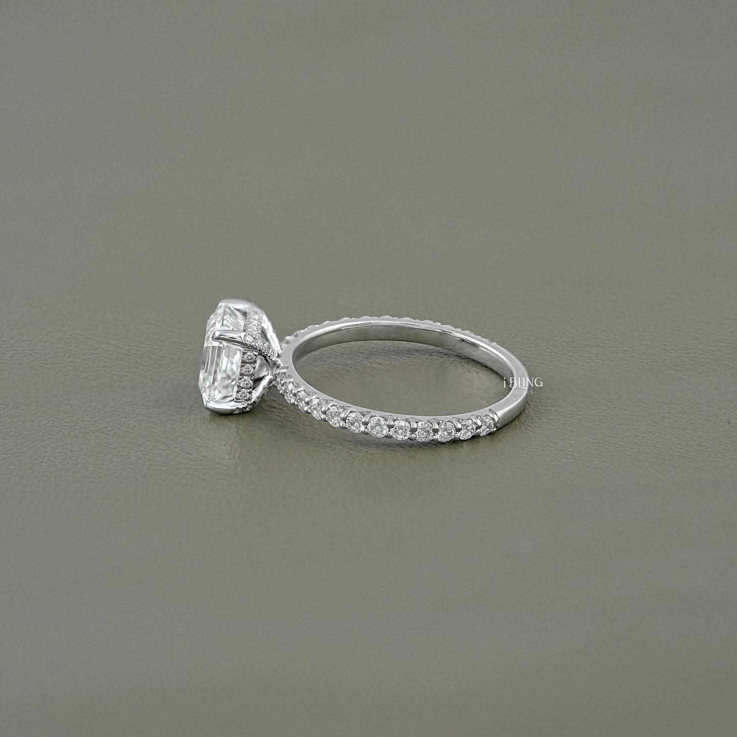 Asscher Cut Lab Diamond Solitaire Engagement Ring