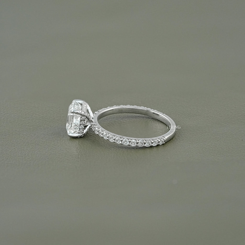 Asscher Cut Lab Diamond Solitaire Engagement Ring