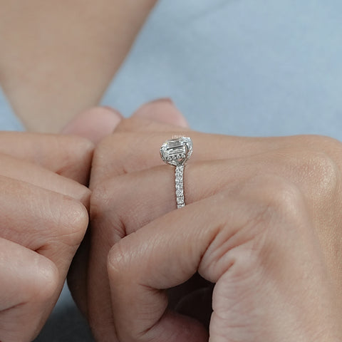 Asscher Cut Lab Diamond Solitaire Engagement Ring