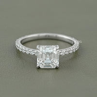 Asscher Cut Lab Diamond Solitaire Engagement Ring