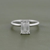 Emerald Lab Diamond Solitaire Engagement Ring