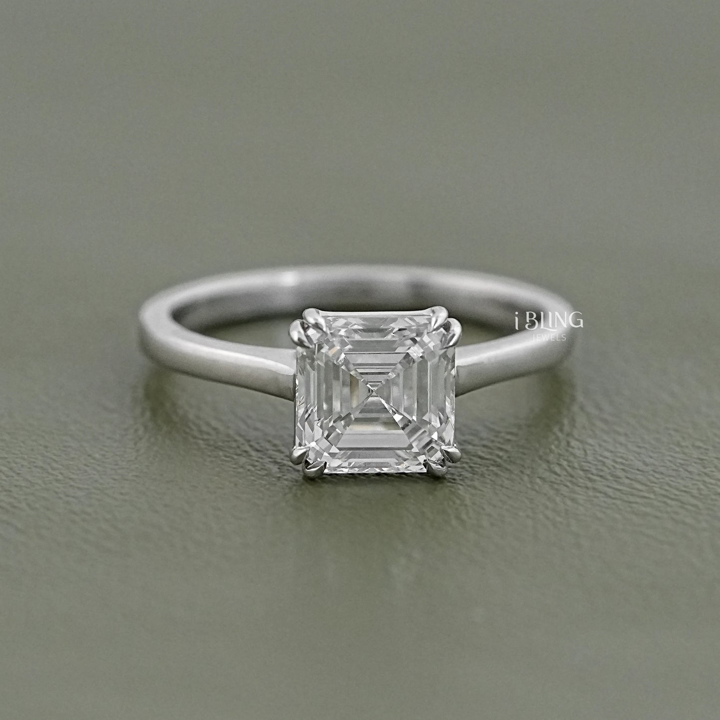 Asscher Lab Diamond Solitaire Engagement Ring Solitaire Ring