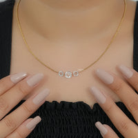 Round Rose Cut Three Stone Lab Diamond Linked Necklace