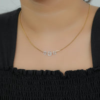 Round Rose Cut Three Stone Lab Diamond Linked Necklace