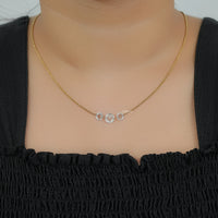 Round Rose Cut Three Stone Lab Diamond Linked Necklace