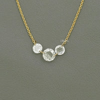 Round Rose Cut Three Stone Lab Diamond Linked Necklace