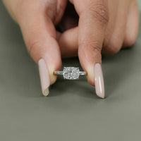 Elongated Cushion Lab Diamond East West Solitaire Ring