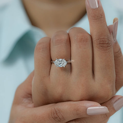 Oval Cut Lab Diamond Solitaire East West Ring