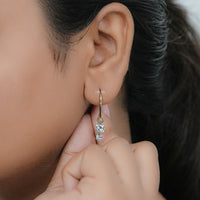 Two Stone Round Rose Cut Lab Diamond French Hook Back Earrings