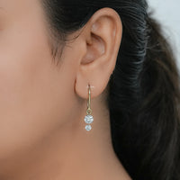 Two Stone Round Rose Cut Lab Diamond French Hook Back Earrings