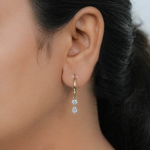 Pear & Round Lab Grown Diamond Hoop & Huggie Earrings