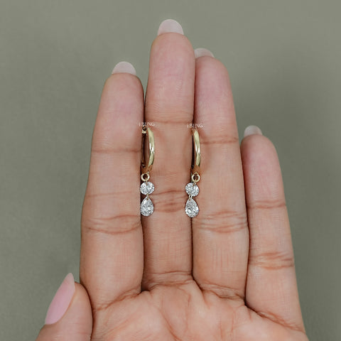 Pear & Round Lab Grown Diamond Hoop & Huggie Earrings