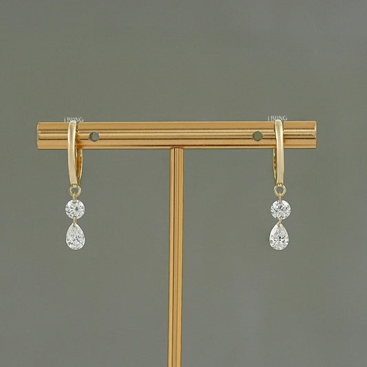 Pear & Round Lab Grown Diamond Hoop & Huggie Earrings Hoops & Huggies