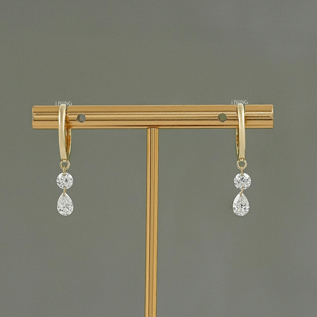 Pear & Round Lab Grown Diamond Hoop & Huggie Earrings
