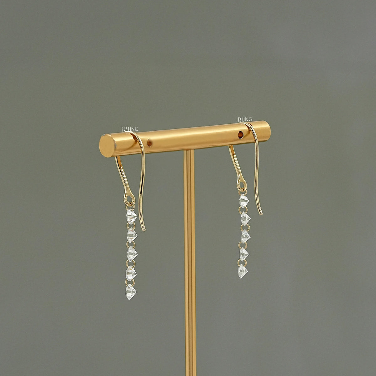 Five Stone Round Cut Lab Diamond Hook Back Earrings Earrings