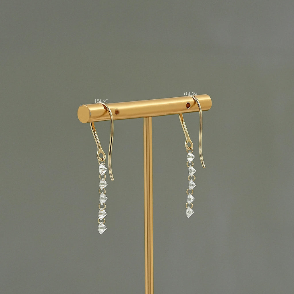 Five Stone Round Cut Lab Diamond Hook Back Earrings