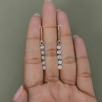 Five Stone Round Cut Lab Diamond Hook Back Earrings