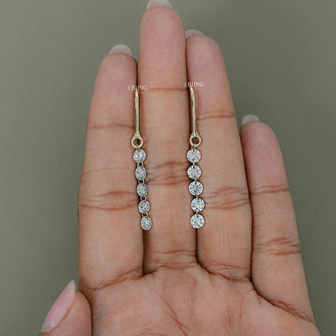Five Stone Round Cut Lab Diamond Hook Back Earrings