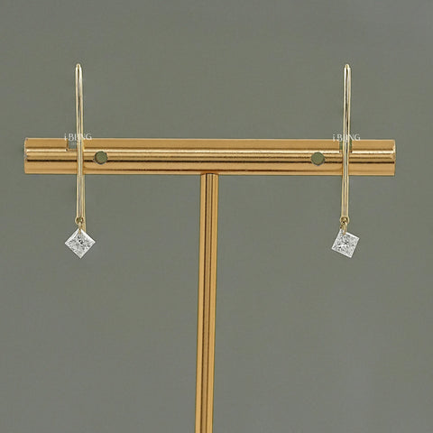 Princess Cut Lab Diamond Hook Back Earrings