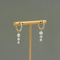 Three Stone Round Lab Diamond Hoop & Huggie Earrings