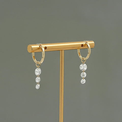 Three Stone Round Lab Diamond Hoop & Huggie Earrings