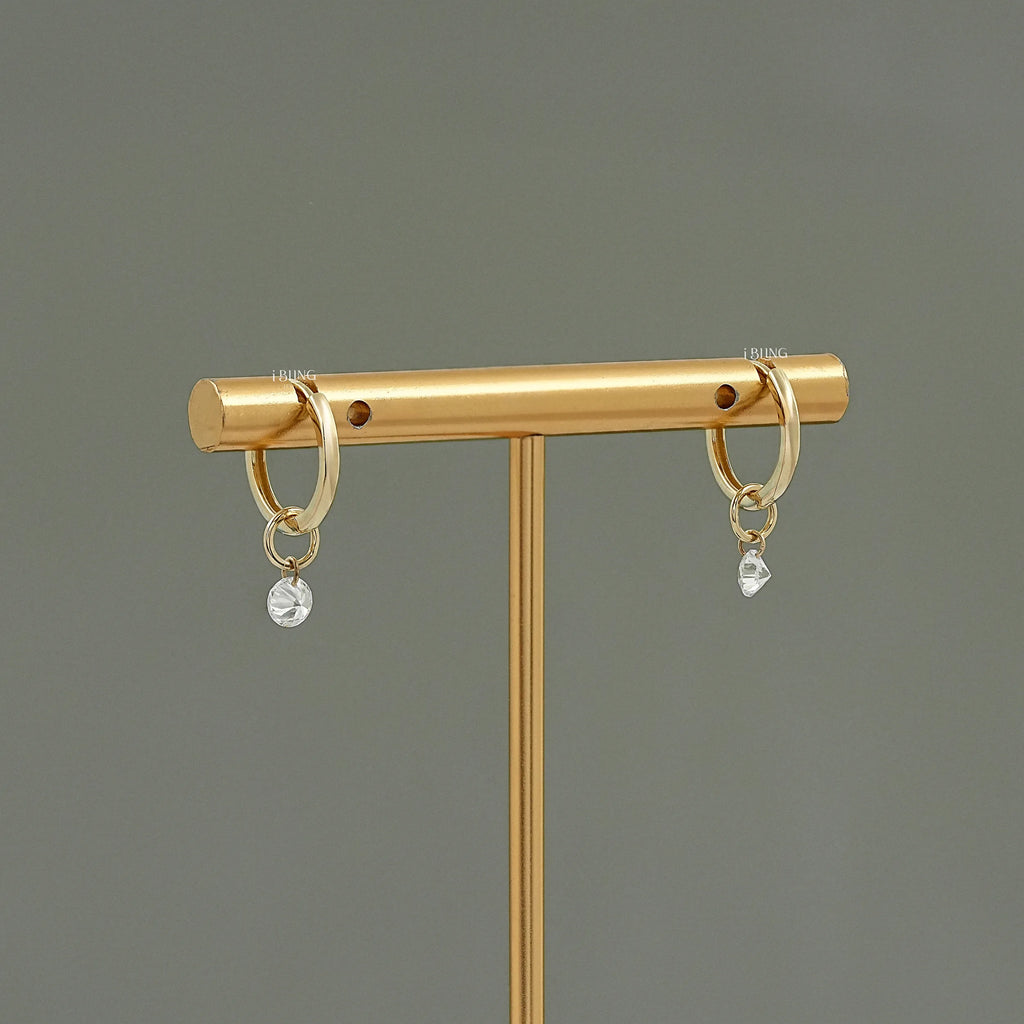 Round Cut Lab Diamond Hinge Back Earrings