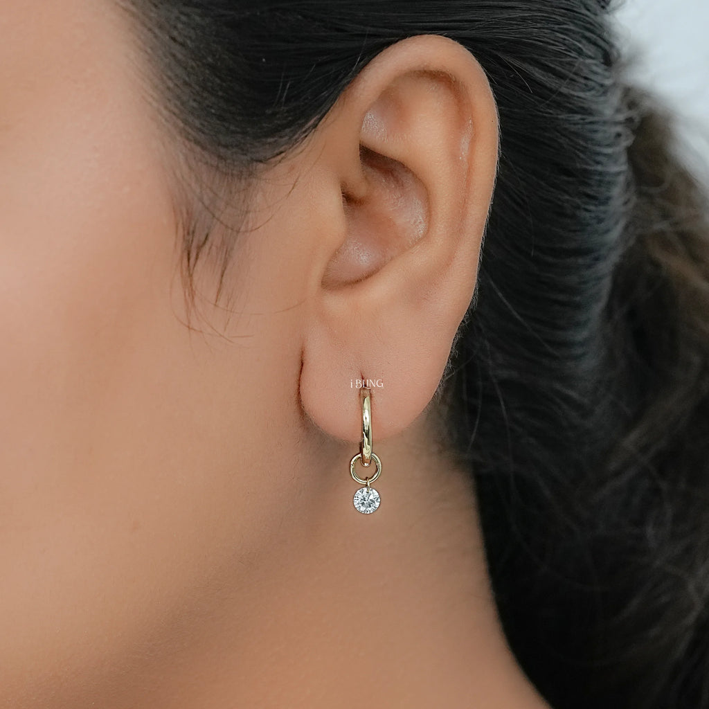 Round Cut Lab Diamond Hinge Back Earrings