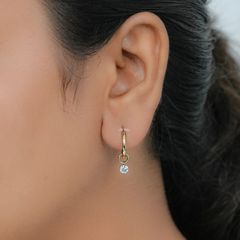 Round Cut Lab Diamond Hinge Back Earrings
