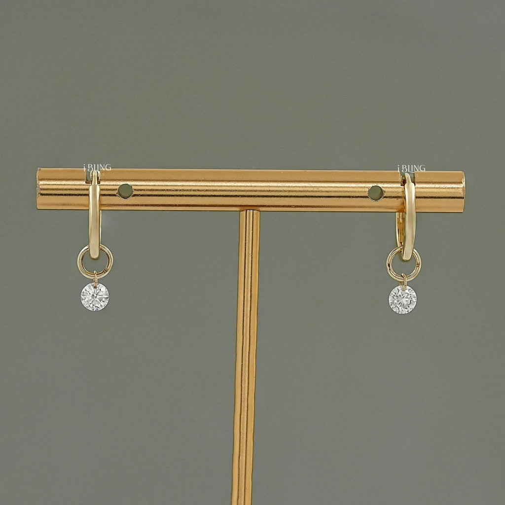 Round Cut Lab Diamond Hinge Back Earrings
