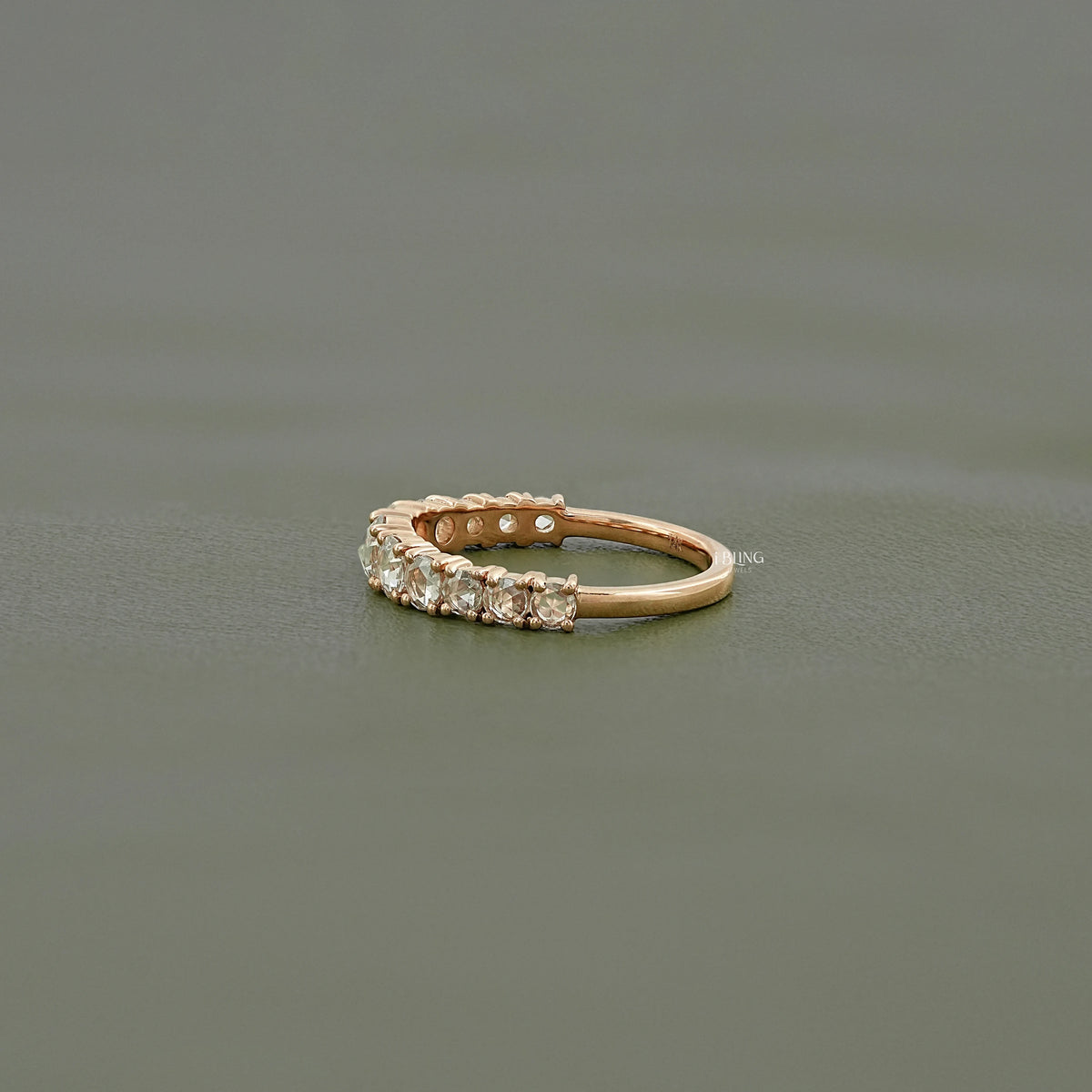 Round Rose Cut Lab Diamond Engagement Ring Ring