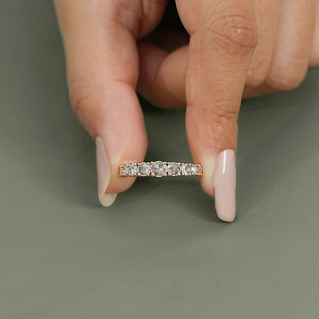 Round Rose Cut Lab Diamond Engagement Ring