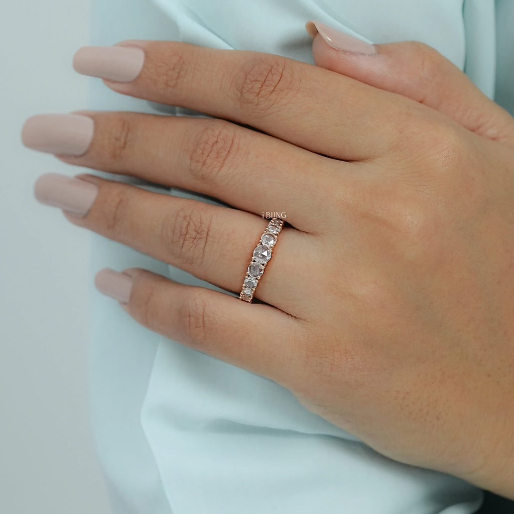 Round Rose Cut Lab Diamond Engagement Ring