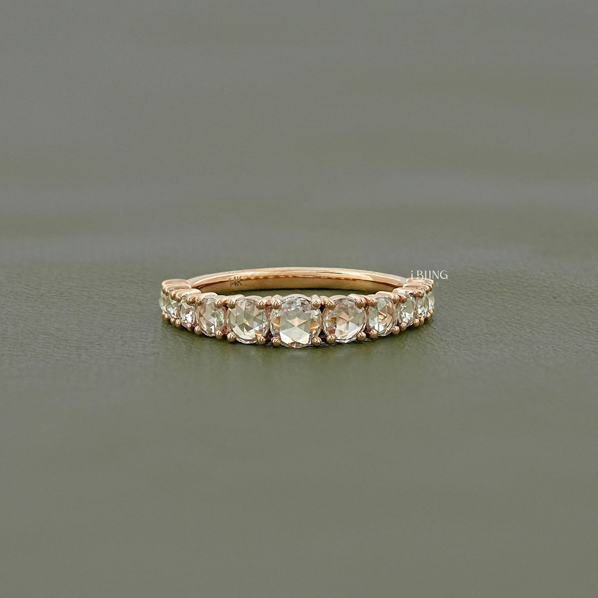 Round Rose Cut Lab Diamond Engagement Ring Ring
