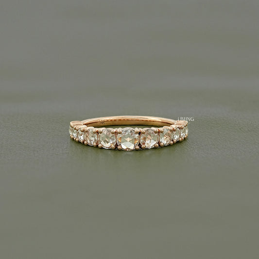 Round Rose Cut Lab Diamond Engagement Ring Ring