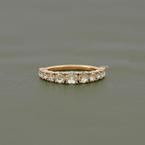 Round Rose Cut Lab Diamond Engagement Ring