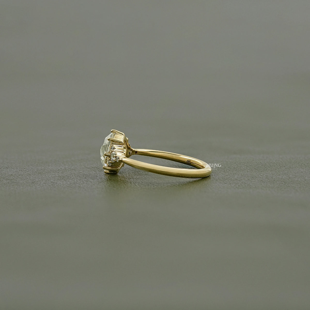 Rose Cut Round Trefoil Cluster Engagement Ring Ring