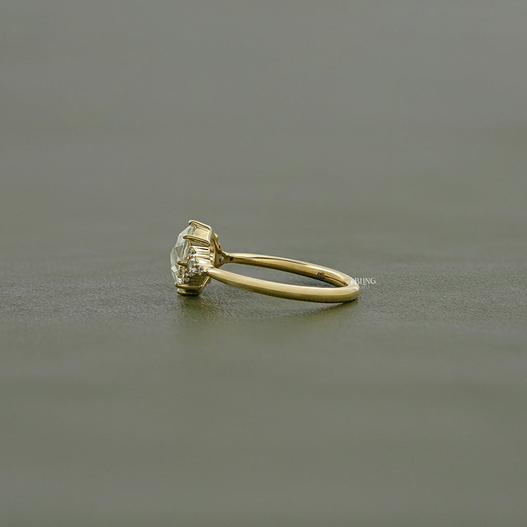 Rose Cut Round Trefoil Cluster Engagement Ring