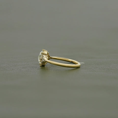 Rose Cut Round Trefoil Cluster Engagement Ring
