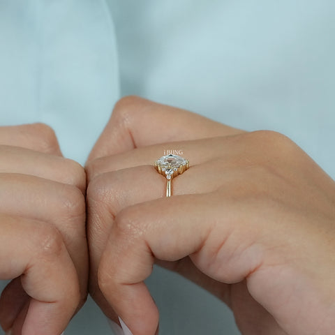 Rose Cut Round Trefoil Cluster Engagement Ring