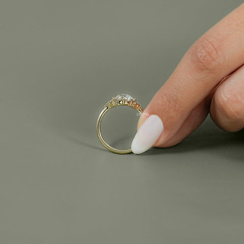 Rose Cut Round Trefoil Cluster Engagement Ring