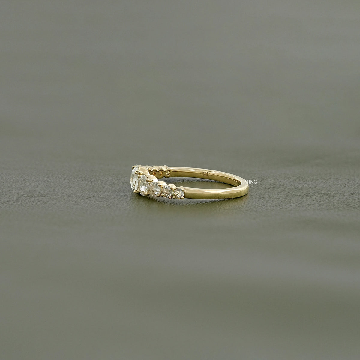 Graduate Setting Rose Cut Round Engagement Ring Half Eternity