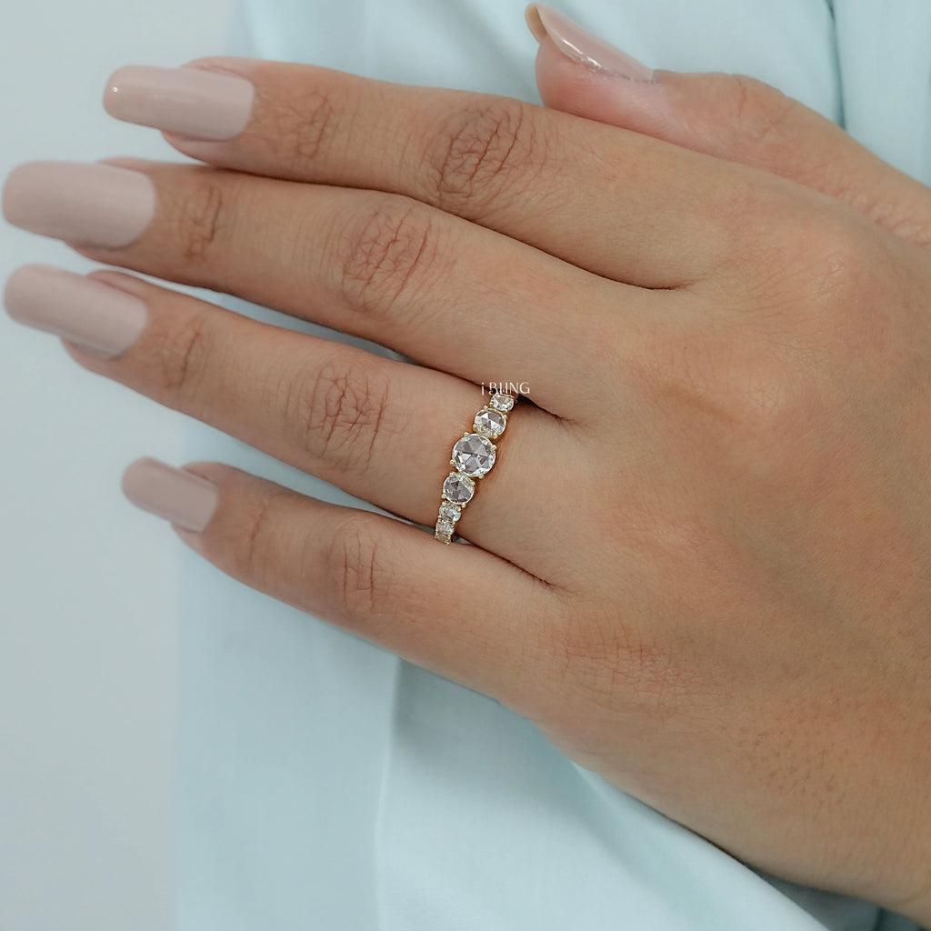 Graduate Setting Rose Cut Round Engagement Ring