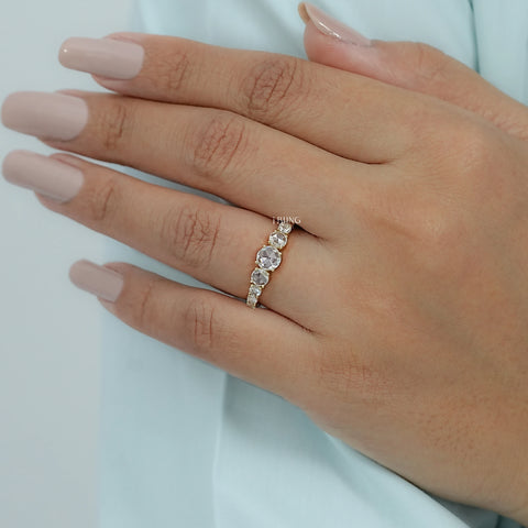 Graduate Setting Rose Cut Round Engagement Ring