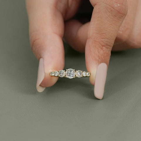 Graduate Setting Rose Cut Round Engagement Ring