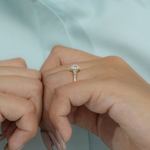 Three Stone Round Rose Cut Accent Engagement Ring