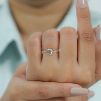 Three Stone Round Rose Cut Accent Engagement Ring