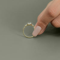 Three Stone Round Rose Cut Accent Engagement Ring