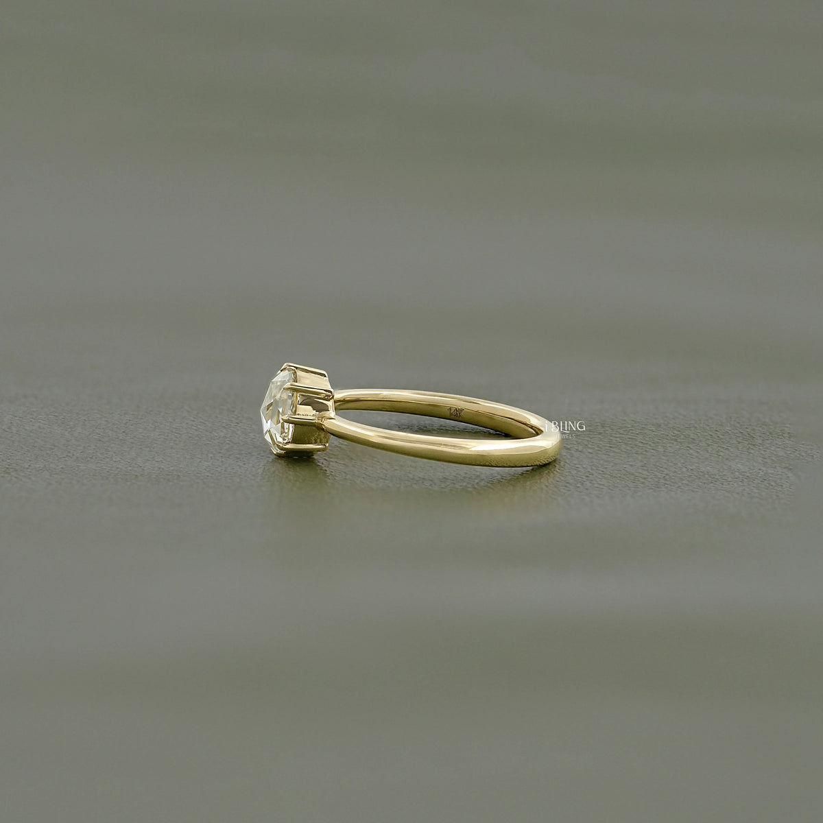 Round Rose Cut Lab Grown Diamond Solitaire Ring Solitaire Ring